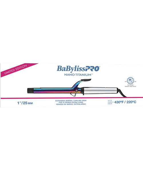 BabylissPro Nano Titanium Limited Edition Iridescent 1" Extended Barrel Curling Iron #BNTWRB100XLUC