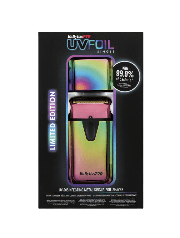 BabylissPro UVFoil Limited Edition Iridescent Single Foil Shaver #FXLFS1RB - Package Front