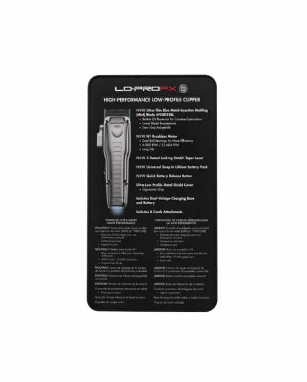 BabylissPro FXOne Lo-ProFX Clipper Gray #FX829 Package Back