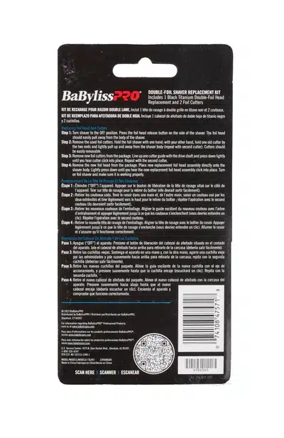 BabylissPro Replacement Double UVFoil Foil and Cutter #FXLRF2 - Package Back