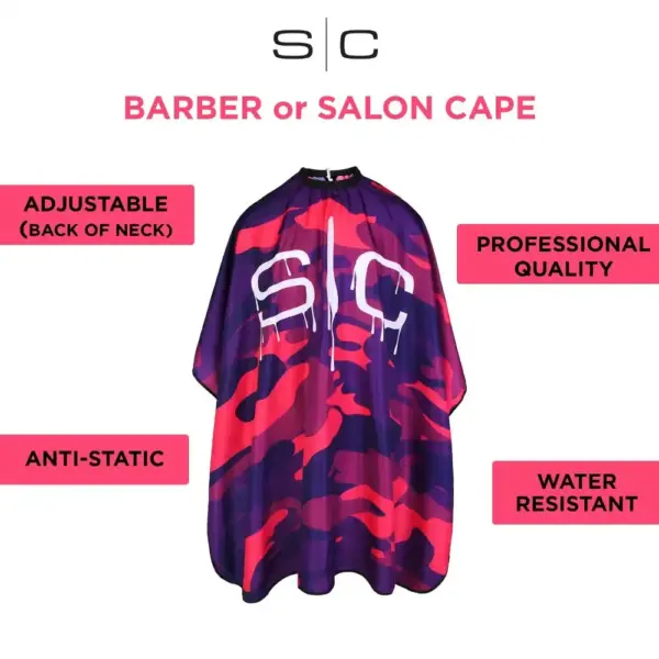 StyleCraft Pink Camo Barber Cape - #SC323PK Info 2
