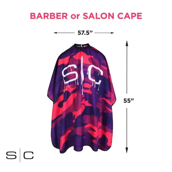 StyleCraft Pink Camo Barber Cape - #SC323PK info