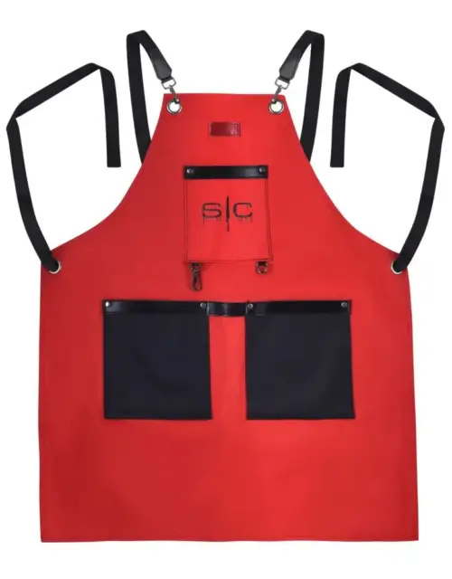 StyleCraft Red and Black Barber Apron #SC315R