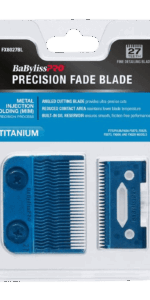 BabylissPro Blue Titanium Metal Injection Molded (MIM) Precision Fade Blade 27 Tooth #FX8027BL - Package Front