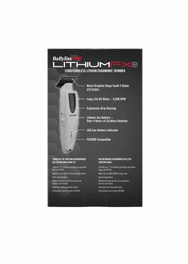 BabylissPro LithiumFX+ Limited Edition Grey Trimmer #FX773NGY - package back