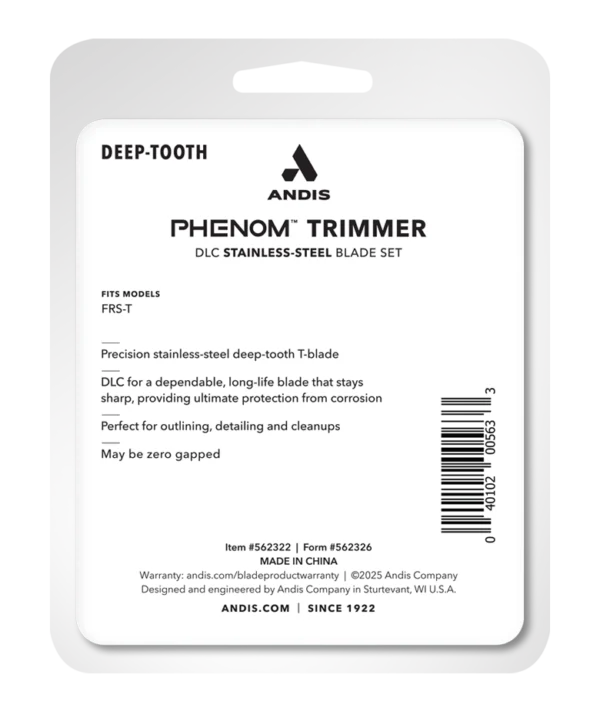 Andis Phenom Trimmer Replacement T-Blade #562322 - Package Back