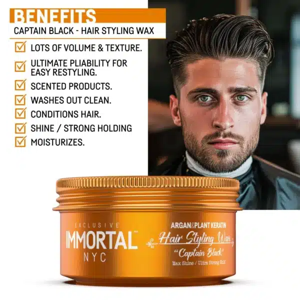 Immortal NYC "Captain Black" Hair Styling Wax - Info 1