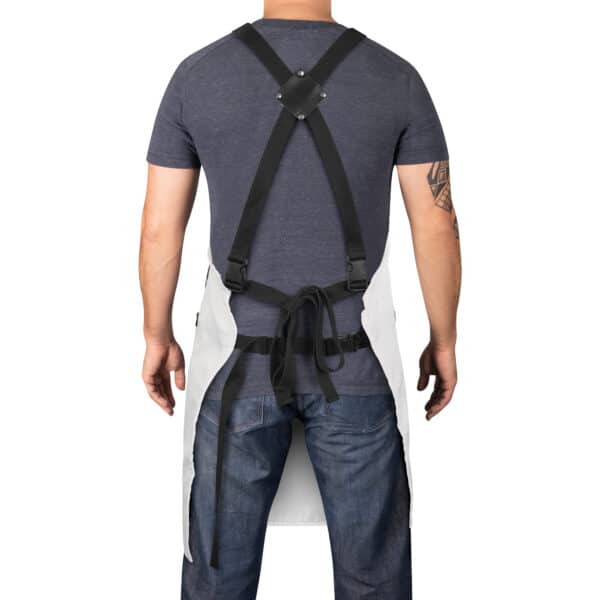 StyleCraft Pro Apron White #SC339W - On person back view