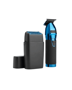 BabylissPro LimitedFX Black & Blue Trimmer and Double Foil Gift Set #FXDUOFS2TBL