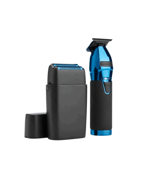 BabylissPro LimitedFX Black & Blue Trimmer and Double Foil Gift Set #FXDUOFS2TBL