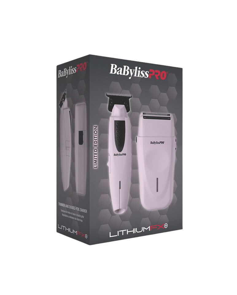 BabylissPro Limited Edition LithiumFX+ Trimmer and Double-Foil Shaver Prepack (Pink) #FX73FSTPKMP - Package Angled Right