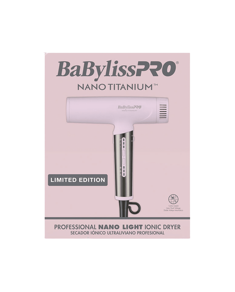 BabylissPro Nano Titanium Limited Edition Nano Light Ionic Dryer Pink #BNTC9200PK - Package Front