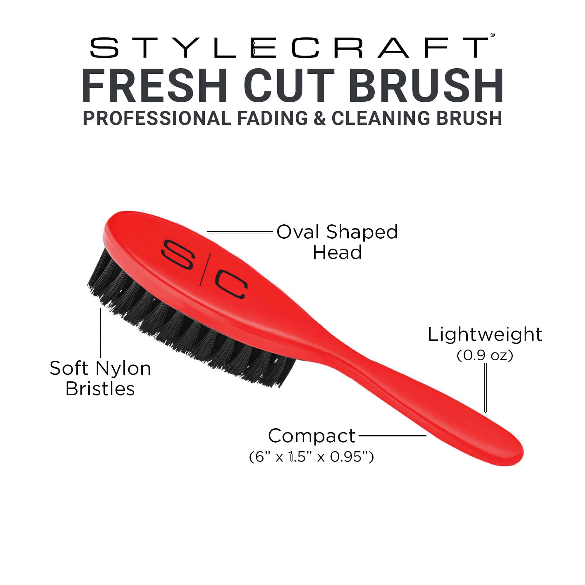 StyleCraft Fresh Cut Fade Brush Red #SC318R - Info