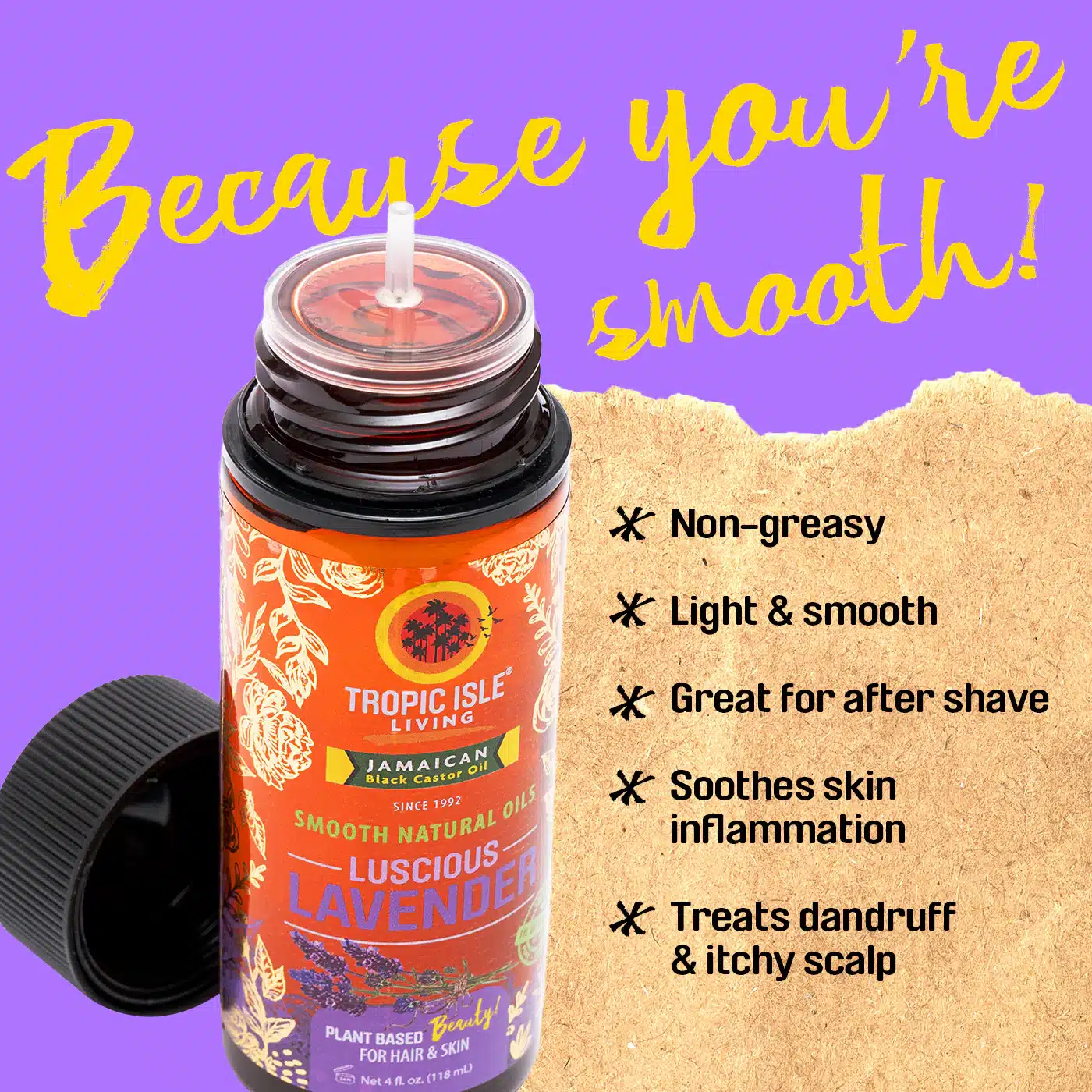 Tropic Isle Living - Jamaican Black Castor Oil - Luscious Lavender - info 1