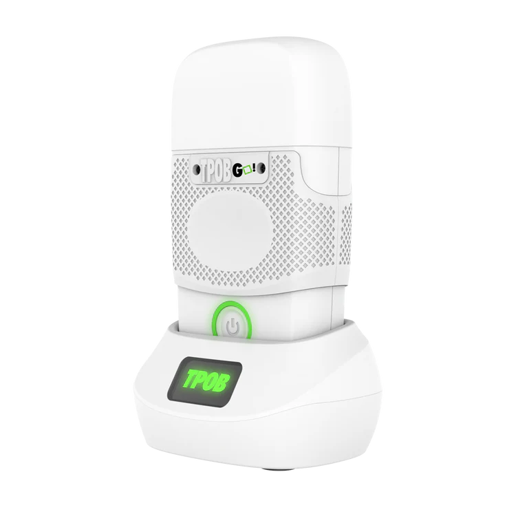 TPOB Go Shaver Whiteout Edition - charging stand angled left