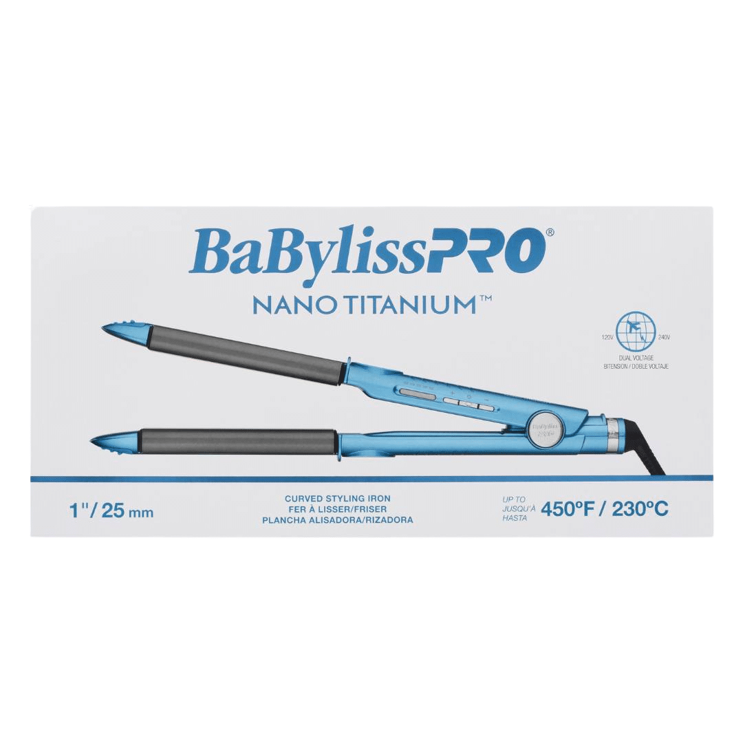 BabylissPro Nano Titanium 1" Curved Styling Iron #BNT4061UC - package