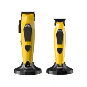 JRL Diamante Clipper & Trimmer Set Yellow - on charging stand