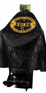 Rolda Barber Cape - Black and Gold Design Cape