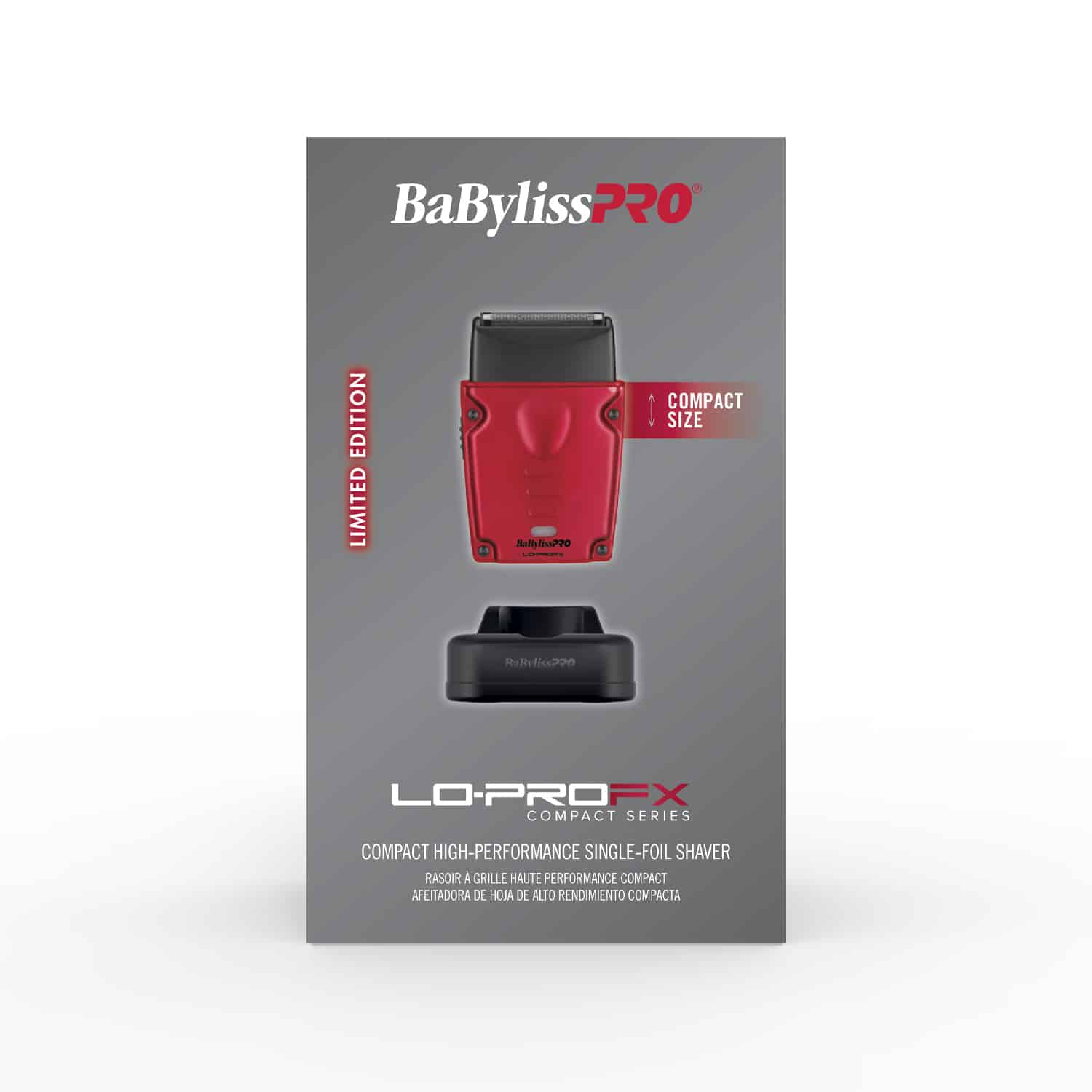 BabylissPro Compact Lo-ProFX Single Foil Shaver Red #FXLPFS1RD - Package front