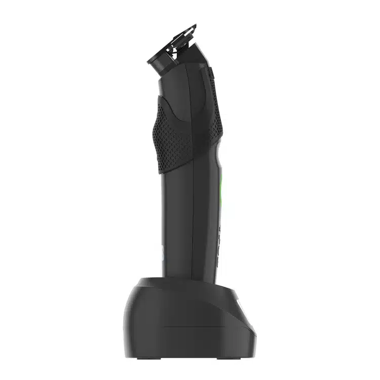 TPOB Go Trimmer - Blackout - On charging stand side view