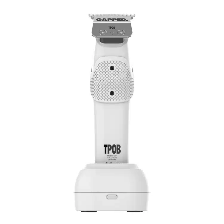 TPOB Go Trimmer - Whiteout - On charging stand back view