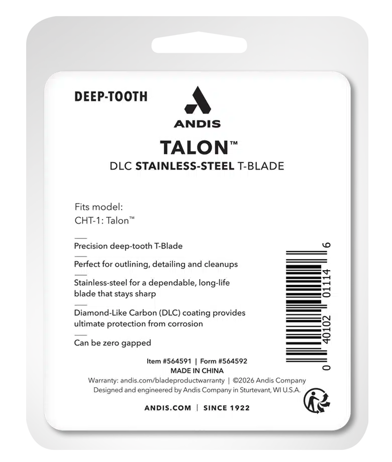 Andis Talon Trimmer Replacement Blade - Black #564591 package back